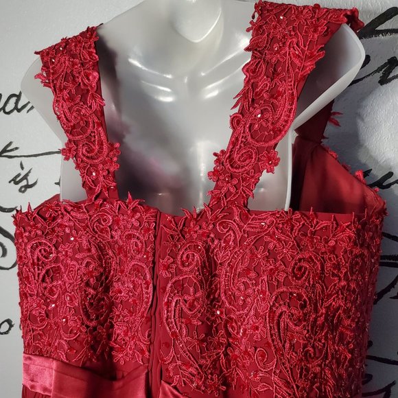 NWT Wine Plus Size Formal Bridal Maxi Gown Corset Sequin Off-shoulder Beaded, 22 - Picture 6 of 10